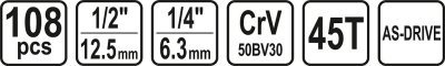 Gola sada 1/2" 108 ks STHOR Sthor TO-58685