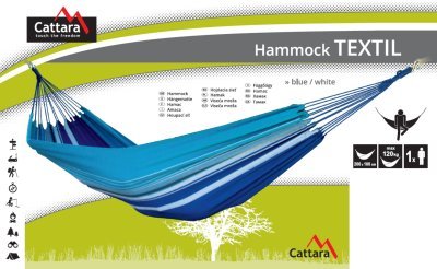 Houpací síť TEXTIL 200x100cm modro-bílá Cattara 13567