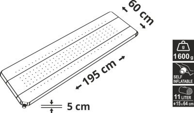 Karimatka samonafukovací Cattara 195x60x5cm modro-šedá