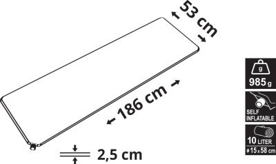 Karimatka samonafukovací Cattara 186x53x2,5cm modrá