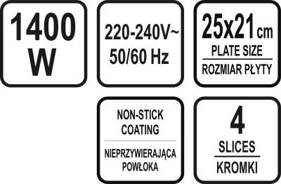 Toustovač 1400W 4 plotnový Lund TO-67520
