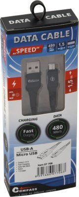 Compass datový a nabíjecí kabel SPEED USB-A / micro USB 480 Mb/s 1,5m