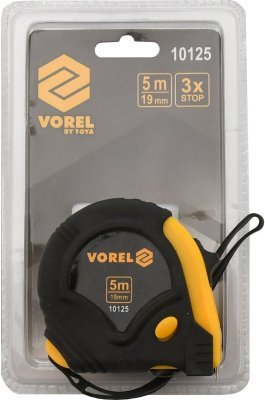 Vorel metr svinovací 5 m x 19 mm žluto - černý TO-10125