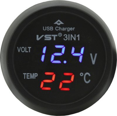 USB adaptér do auta Compass USB, voltmetr, teploměr