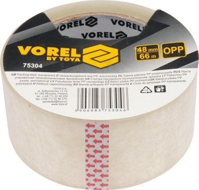 Vorel páska balící pp průhledná, 48 mm x 66m TO-75304