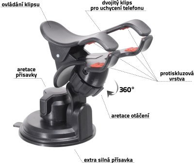 Držák telefonu / GPS na přísavku DOUBLE CLIPS Compass