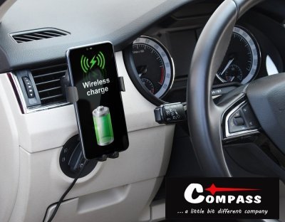 Compass držák telefonu LUKE-V bezdrátové nabíjení 10W silver