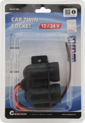 Compass zásuvka 12/24V s krytem dvojitá