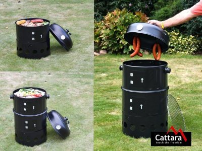 Gril - udírna na dřevěné uhlí Cattara PISA 3in1 40cm