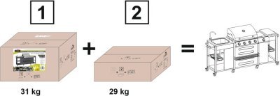 Cattara zahradní kuchyně s plynovým grilem VICENZA 2m x 0,6m