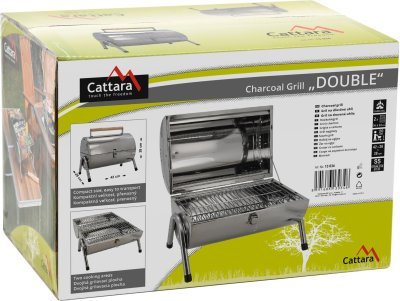 Gril na dřevěné uhlí Cattara DOUBLE 2x 38cm cestovní