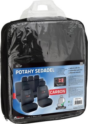Compass potahy sedadel sada 9ks CARBON DARK černé AIRBAG