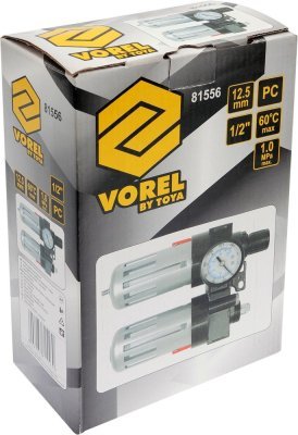 Vorel regulátor tlaku vzduchu 1/2", 0-1mpa, s filtrem a přimazáváním TO-81556