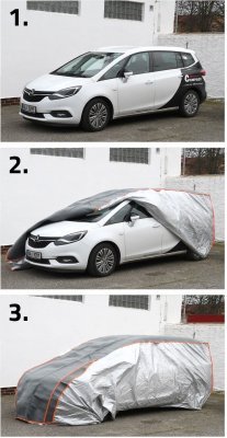 Compass ochranná plachta proti kroupám SUV-VAN 530×205×160 cm, zesílená EVA, stříbrná
