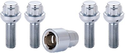 Bezpečnostné skrutky kolies M12x1.5 L28 guľa R13, dĺžka závitu 28 mm, kľúč 19