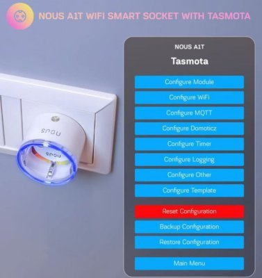 Nous A1T WiFi Smart Zásuvka s Tasmota firmwarem do 10 A