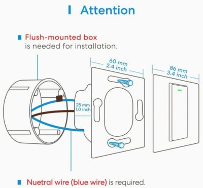 Meross Smart One Way Light Switch - jednopólový vypínač, Wi-Fi