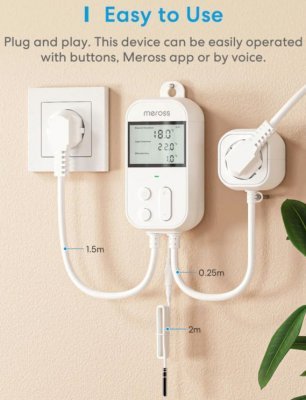 Meross Smart Wi-Fi Socket Termostat - zásuvkový termostat, topení a chlazení