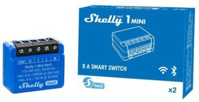 Shelly 1 Mini GEN3 - spínací modul 1x 8A, Wi-Fi, Bluetooth