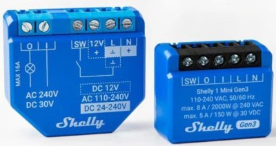 Shelly 1 Mini GEN3 - spínací modul 1x 8A, Wi-Fi, Bluetooth
