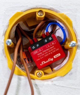 Shelly 1PM Mini GEN3 - spínací modul s měřením spotřeby 1x 8A, Wi-Fi, Bluetooth