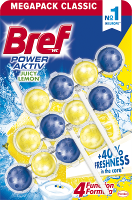Bref Power Aktiv WC blok s vůní citronu 3 x 50 g