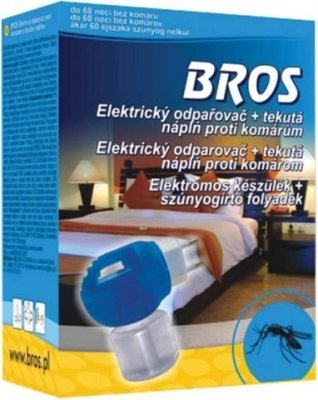 Bros elektrický odpařovač proti komárům 60 nocí, tekutý KOMPLET