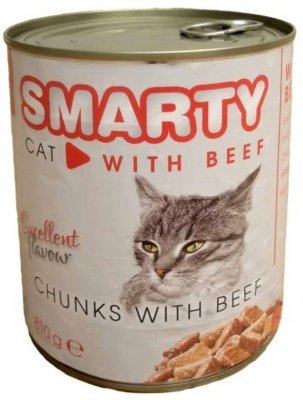 SMARTY Cat Hovězí chunks, konzerva 810 g