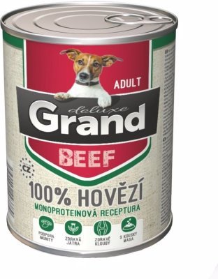 Grand deluxe Dog Adult 100 % hovězí, konzerva 820 g
