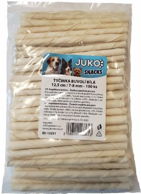 Tyčinka buvolí bílá JUKO Snacks12,5 cm, 7 - 8 mm (100 ks)