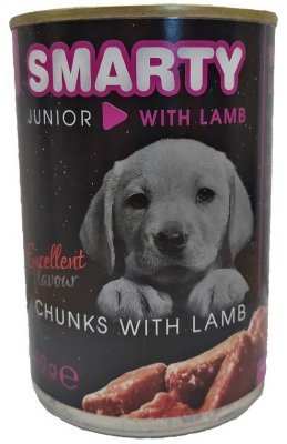 SMARTY Dog Junior Jehněčí chunks, konzerva 410 g