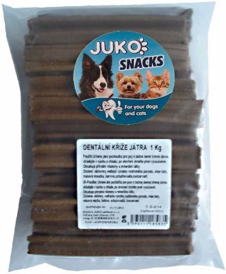 Dentální kříž Játra JUKO Snacks 1 kg (cca 42 - 51 ks)