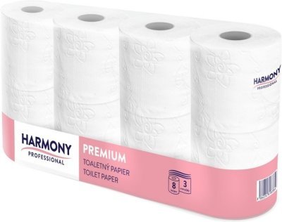 Toaletní papír Harmony Professional 3vr, 250 útr., 100% celulóza, délka 29,5m (8ks)