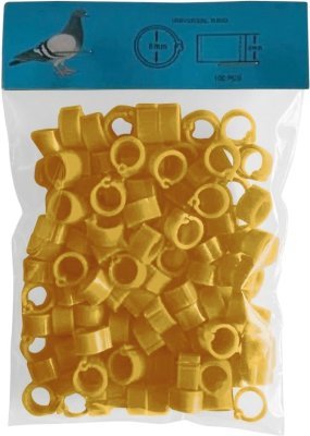 Zámkové kroužky na holuby 8 mm, žlutá 100 ks