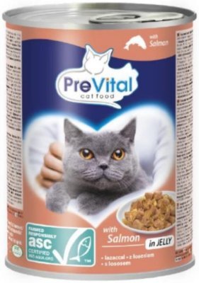 PreVital kočka s lososem v želé, kousky 415 g PRODEJ PO BALENÍ (12 ks)