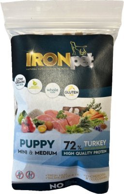 Vzorek IRONpet Dog Puppy Mini & Medium Turkey (Krocan) 70 g