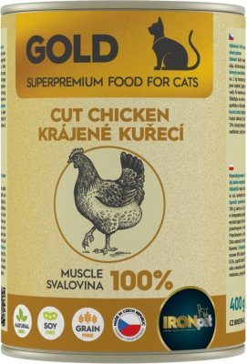 IRONpet Gold Cat Kuřecí krájená svalovina, konzerva 400 g