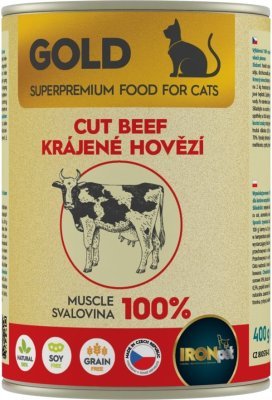 IRONpet Gold Cat Hovězí krájená svalovina, konzerva 400 g
