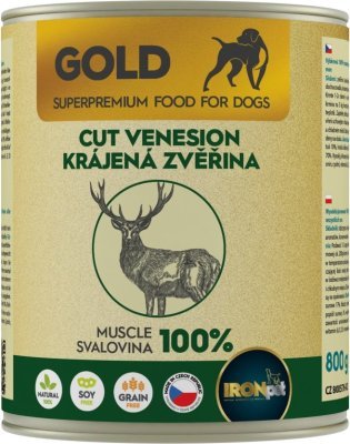 IRONpet Gold Dog Zvěřina krájená svalovina, konzerva 800 g