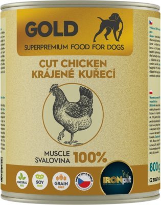 IRONpet Gold Dog Kuřecí krájená svalovina, konzerva 800 g
