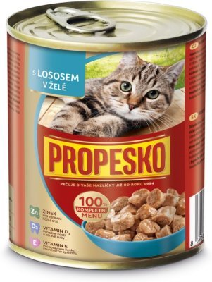 PROPESKO Cat losos v želé, kousky 830 g PRODEJ PO BALENÍ (6 ks)