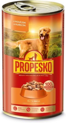 PROPESKO Dog hovězí a kuřecí v omáčce, kousky 1240 g  PRODEJ PO BALENÍ (6 ks)