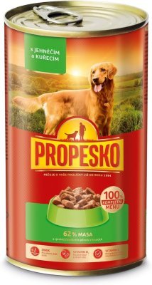 PROPESKO Dog jehněčí a kuřecí v omáčce, kousky 1240 g PRODEJ PO BALENÍ (6 ks)