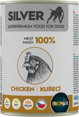 IRONpet Silver Dog Kuřecí 100% masa, konzerva 400 g
