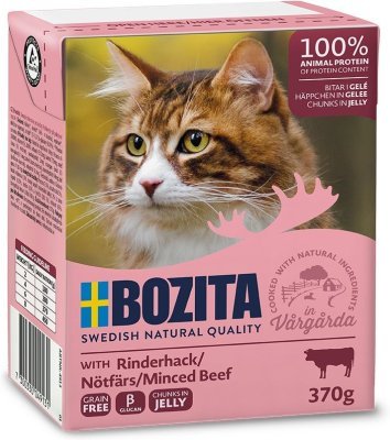 Bozita Cat kousky v želé s mletým hovězím, tetrapak 370 g