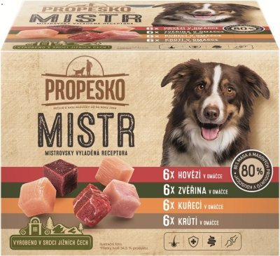 PROPESKO Dog Mistr mix druhů v omáčce, kapsa (24 pack)