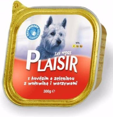 Plaisir Dog hovězí, vanička 300 g