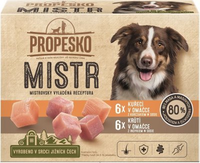 PROPESKO Dog Mistr kuře, krůta v omáčce, kapsa 85 g (12 pack)