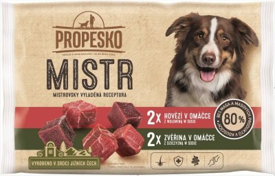 PROPESKO Dog Mistr hovězí, zvěřina v omáčce, kapsa 85 g (4 pack)