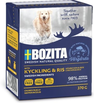 Bozita Dog kousky v želé s kuřecím a rýží 370 g PRODEJ PO BALENÍ (6 ks)